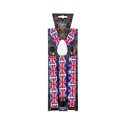 Image of Novelty GB Braces Union Jack Flags Print Adults One Size