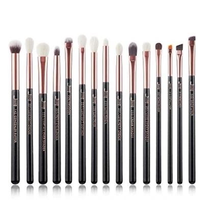 Image of Jessup Professional Eye Makeup Brushes Set, 15Pcs Eyeshadow Blending Concealer Eyebrow Eyeliner Shader Brush with Labeled, Black/Rose Gold T157