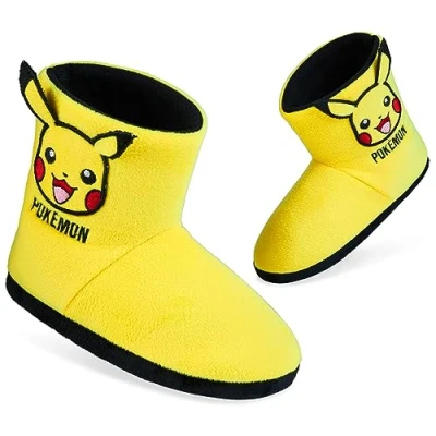Image of Pokemon Boys Slippers Boot Pikachu Bulbasaur Soft Kids Shoes Non Slip House Anime Gifts for (Yellow, 3 UK, numeric_3)