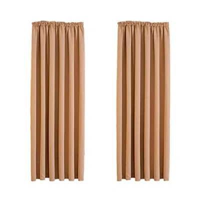 Image of Aspire Homeware Blackout Curtains Pencil Pleat Beige for Bedroom Super Soft Thermal Insulated Living Room Tape Top Curtain with Tie Backs 66x54 inch Drop Two Panels
