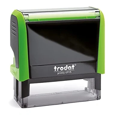 Image of Trodat Printy 4915 Personalised Stamp Ideal for Creating Business, Office and Teacher Stamps Impressions Size 68 x 23 mm Up to 6 Lines of Custom Text (Green)