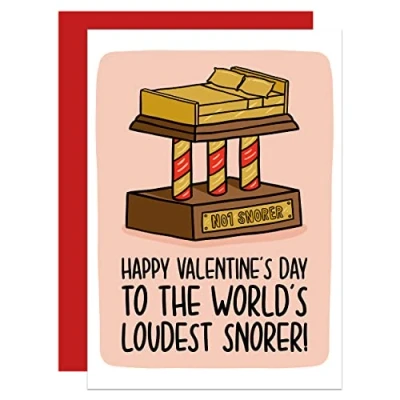 Image of Snoring Valentines Card, Funny Card for Boyfriend, Husband, Cheeky Loud Snorer I Love You
