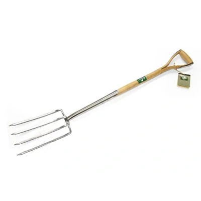 Image of Greenman Ergonomic Digging Fork Stainless Steel Heavy Duty Ash Handled 116cm (46&quot;) x 18cm (7&quot;)