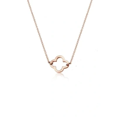 Image of Elli Women&#039;s 925 Sterling Silver Rose Gold Plated Clover Leaf Necklace of Length 40 cm