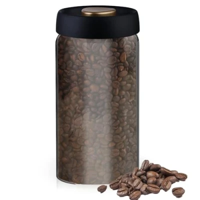 Image of Coffee Canister Airtight, Bean Container 1.8 L, Storage Jars with Lid Airtight Glass, Vacuum Jar, Container, Coffee, Tea, Cocoa,