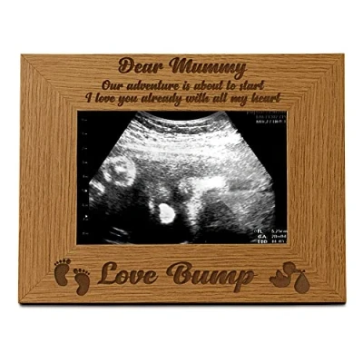 Image of ukgiftstoreonline New Baby Pregnancy Scan Wooden Photo Frame Mummy Gift (5 x 7 Inch)