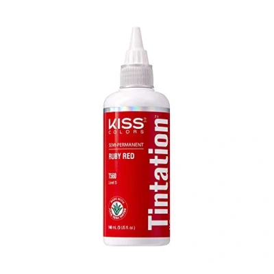 Image of Kiss Tintation Semi Permanent Hair Colour With Argan Oil, Aloe Vera Ruby Red T560
