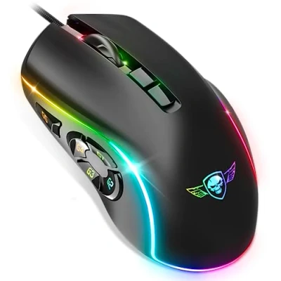 Image of SPIRIT OF GAMER x ELITE M30 PC Wired Gaming Mouse 10 Programmable Buttons 12800 DPI Optical Sensor 13 RGB Backlight Effects Ergonomic Finger Slots
