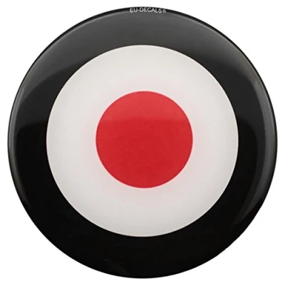 Image of Billet One 90mm Black Red Target Mod 3D Decal compatible with Vespa Front or Side Domed sticker