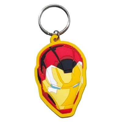 Image of South Coast Jewellery Iron Man Marvel Superhero Keyring Keychain 2D Rubber Bag Pencil Case Charm Pendent Zip Accessory