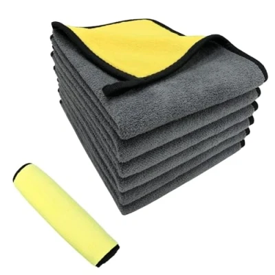 Image of Microfibre Cleaning Cloths，5 Pack，Car Drying Towel，Dual Sided Super Absorbent Car Washing and Detailing Towels， for Wash, Waxing Dusting Household Fiber Towel