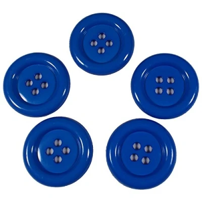 Image of Large Round Clown 4 Hole Buttons 50mm (5, Blue)