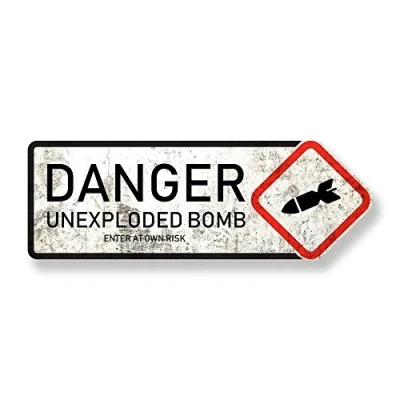 Image of wtf Unexploded Bomb Arrow Metal Wall Sign Plaque Art Inspirational