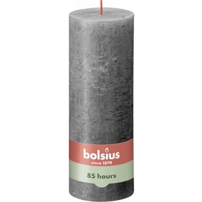 Image of Bolsius Rustic Pillar Candle Dark Grey Pack of 4 Long Burning Time 85 Hours Household Interior Decoration Unscented Natural Vegan Wax No Palm Oil 19 x 7 cm