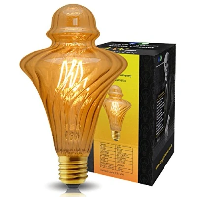 Image of Long Life Lamp Company Imperial Vintage LED 4w Filament Light Bulb Swirling Gold Glass E27 Stunning Look