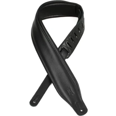 Image of Levy&#039;s M26gp blk 3.25 Wide Garment Leather Guitar Strap Black Backing, One Size