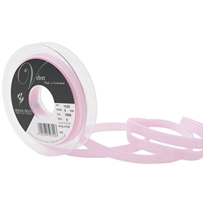 Image of Berisfords Velvet Ribbon, Baby Pink, 10.2 x 1.5 cm