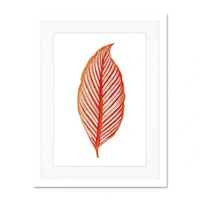 Image of Wee Blue Coo Botanics Red Orange Stripes Large White Framed Art Print Wall Poster 18x24 inch