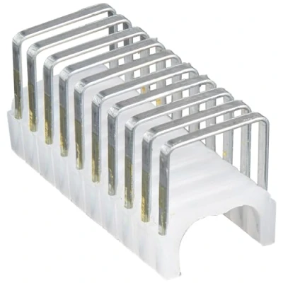 Image of Heavy Duty Staples,19/32 x 11/32 Inch Insulated Staples for Romex and Other Cables, Klein Tools Stapler No. 450 100 003 Silver White