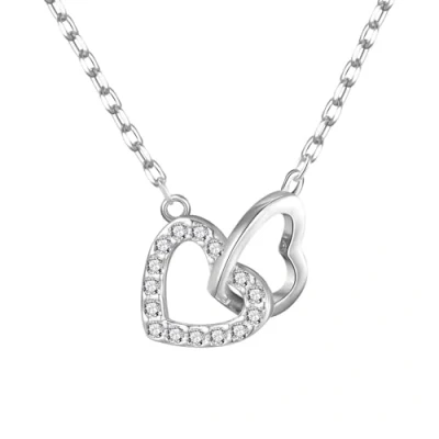 Image of Philip Jones Heart Link Necklace Created with Zircondia® Crystals