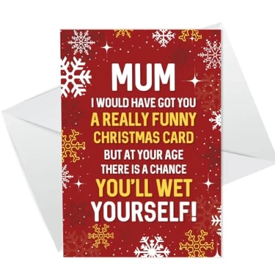 Image of RED OCEAN Christmas Card For Mum Rude From Daughter Son Funny Cards