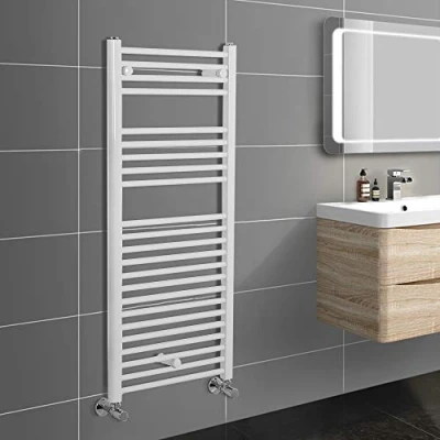 Image of NRG Straight Heated Towel Warmer Radiator Rail Rad Central Heating Ladder 1100 x 500mm White