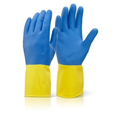 Image of 2 COLOUR HEAVYWEIGHT GLOVE YELLOW/BLUE S