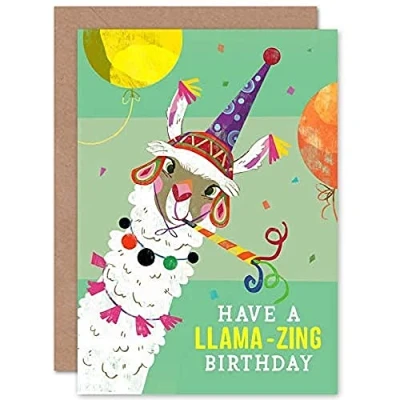 Image of Wee Blue Coo Llama Party Birthday Llamazing Greetings Card