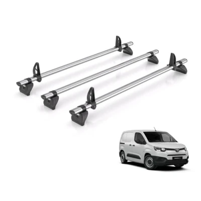Image of Rhino Roof Rack for Toyota Proace City 2020+ [Only Fits Short (L1) Wheelbase Models] 3 Bars + Loadstops GB3FL/KLS2
