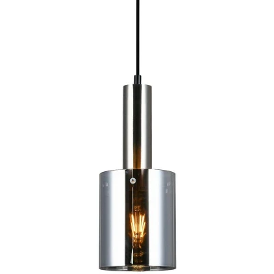 Image of Italux Lighting Modern Hanging Pendant Satin Nickel 1 Light with Glass, Smoky Shade, E27 ITLPND 5581 SC+SG