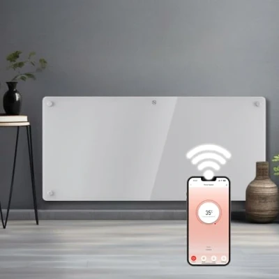 Image of Futura 2000W White Glass WIFI Smart App Control Electric Radiator Heaters for Home, Bathroom Safe Heater Setback Timer Lot 20 &amp; Advanced Thermostat Wall Mounted or Floor Standing