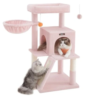 Image of Feandrea Cat Tree, Tower, Widened Perch for Large Cats, Jelly Pink PCT051P01
