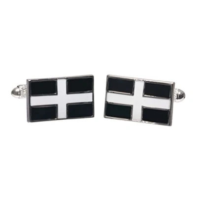 Image of Cufflinks Cornish St Piran Flag Presented In Onyx Art London Cufflink Gift Box