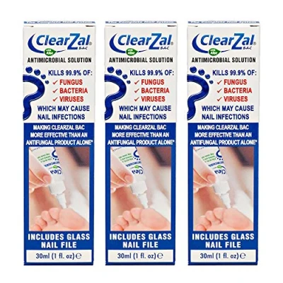 Image of ClearZal Fungal Nail Treatment Antimicrobial Solution 30ml Kills Fungus, Bacteria and Viruses Triple Pack