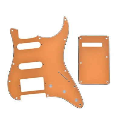 Image of Dopro Strat HSS Guitar Pickguard ST Back Plate Tremolo Cover for USA/Mexican Fender Orange 3 Ply