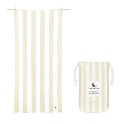 Image of Dock &amp; Bay Beach Towel Quick Dry, Sand Free Compact, Lightweight 100% Recycled Includes Bag Cabana Light Bora Beige Large (160x90cm, 63x35)