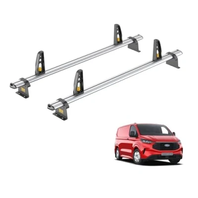 Image of Van Guard Roof Rack for Ford Transit Custom (2024+) 2 Aluminium Bars [Only Fits New Models with Barn Doors] Ulti Bar Plus VG348