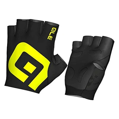 Image of Alé Cycling Unisex Air Summer Gloves, Black/Fluo Yellow, XL