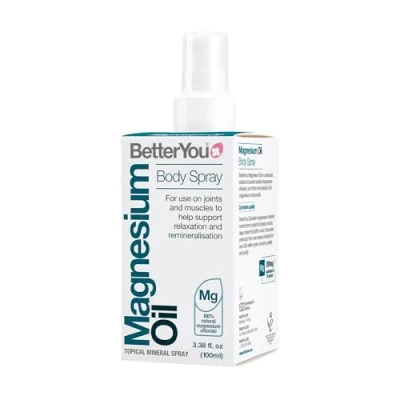 Image of BetterYou Magnesium Oil Body Spray, Pure and Natural Source of Chloride, Spray Supplement, Supports Muscle Recovery, Vegan &amp; Palm Free, 100ml (600 Sprays)