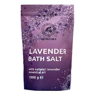 Image of Bath Sea Salt with Natural Lavender Essential Oil 1000gr (Zipper) Salts Best for Good Sleep Stress Relief Beauty Relaxing Bathing Body Care