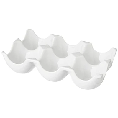 Image of APOLLO 1742 White Ceramic 6 Egg Holder, 15.7x10x3.8
