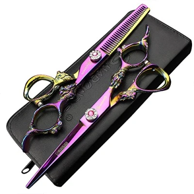 Image of 6 inch Hairdressing Scissors Barber Professional Hair Hand cutting and Thinning (6 Set)