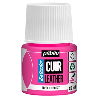 Image of PEBEO Setacolor Leather Acrylic Paint for and Leatherette Customization Bag, Shoe, Sneaker Scratch resistance, folds, rubbing Fluorescent effect Fluo Pink 45 ml