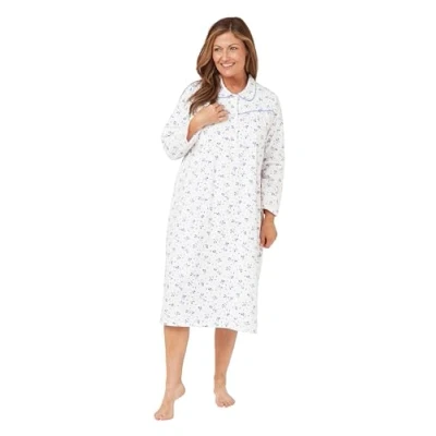 Image of INSIGNIA Womens Brushed Cotton Long Sleeve Nighties Nightdress (Blue White, 16 18)