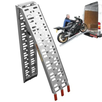 Image of BikeTek Aluminium Folding Loading Ramp Lightweight Motorcycle Motorbike Motocross 340Kg Max Load 2170mm x 230mm