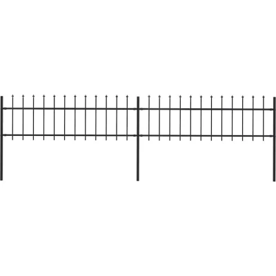 Image of vidaXL Garden Fence Spear 3.4x0.6m Outdoor Panel Barrier Border Decorative Landscape Privacy Edges Black Steel Rust resistant Metal