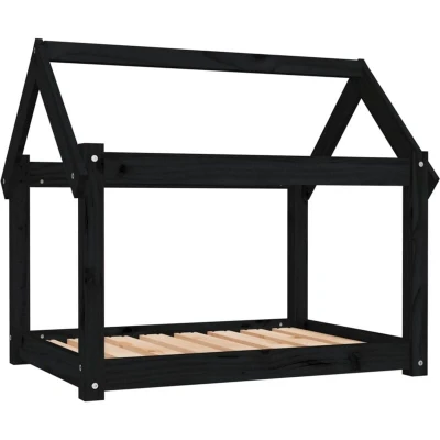 Image of vidaXL Dog Bed Black 81x60x70 cm Solid Wood Pine