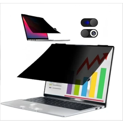 Image of JiSiTeCai Flip 180 Privacy Screen Filter for MacBook Pro 13 inch (2016 2024, M1, M2，M3) and Air 2023, M1), Detachable Laptop with Camera Cover Slide, Anti Glare Blue