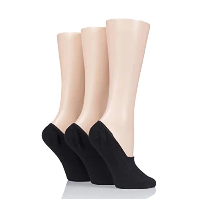 Image of 3 Pair Black Bamboo Fine High Cut Liner Ladies 4 8 SOCKSHOP