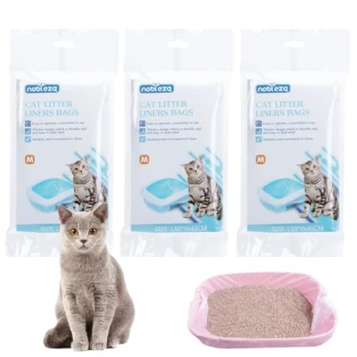 Image of Nobleza 36 Pcs Cat Litter Tray Liners, Medium 50x40cm Scratch Resistant Box Liners Heavy Duty, Thicken Leak Proof Tear Bags for Small Box, White